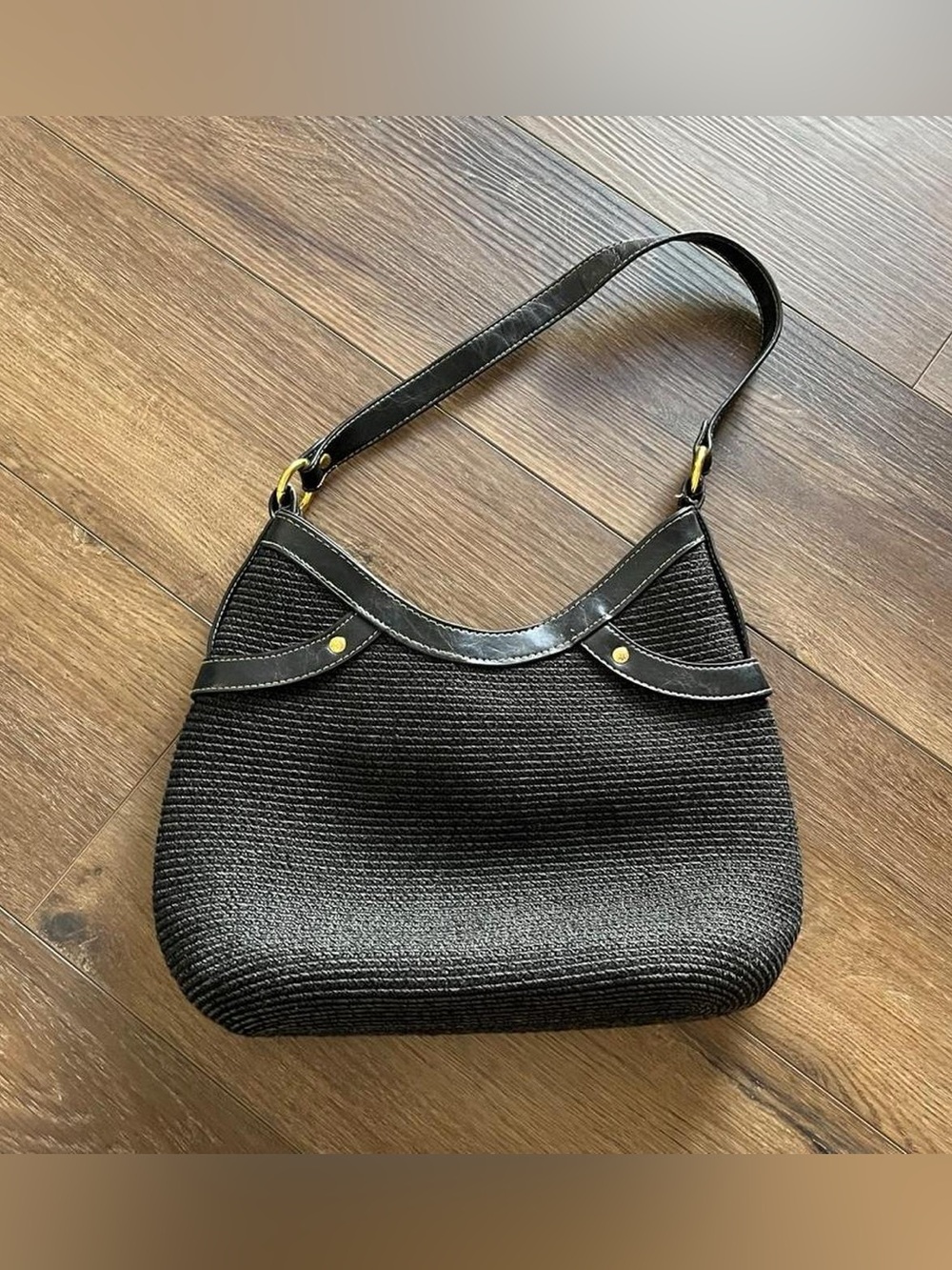 Vintage Unbranded Black Raffia Shoulder Bag